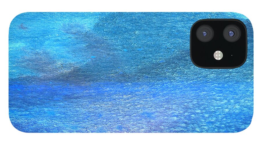 Abstract iPhone 12 Case featuring the mixed media Blue Wash 3 by Paul Gaj
