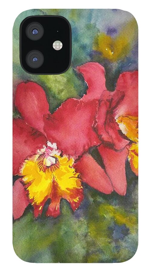 Orchid iPhone 12 Case featuring the painting Blush by Sonia Mocnik