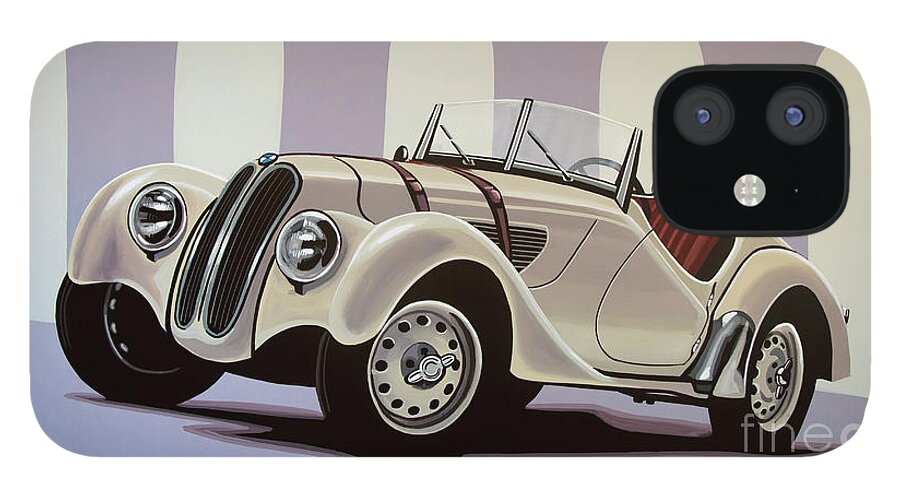 Bmw 328 Roadster iPhone 12 Case featuring the painting BMW 328 Roadster 1936 Painting by Paul Meijering