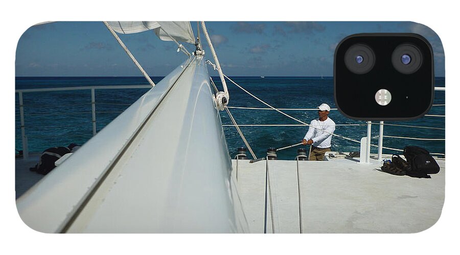 Boom iPhone 12 Case featuring the photograph Boom - Caribbean Catamaran Under Sail by Jason Freedman