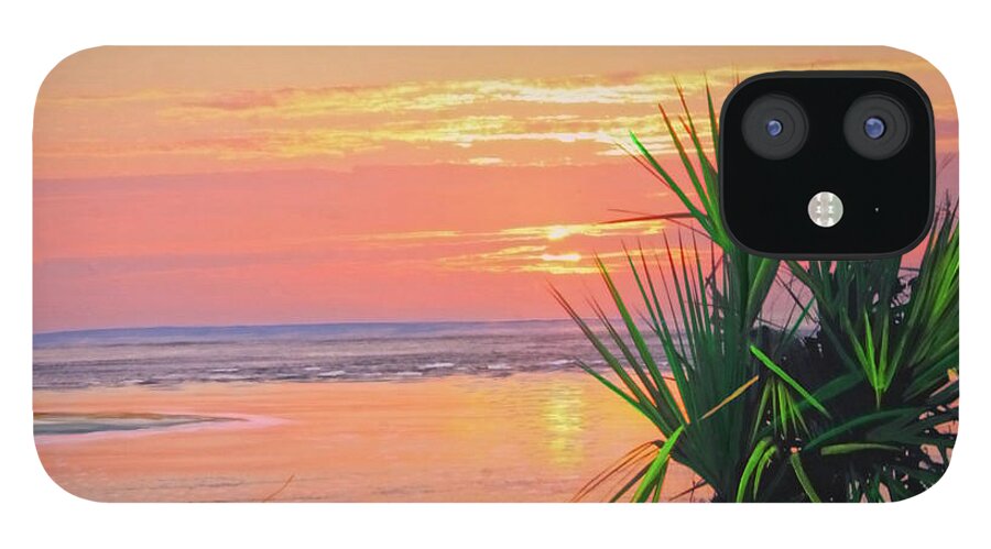 Sunrise iPhone 12 Case featuring the painting Breach inlet sunrise palmetto by Virginia Bond