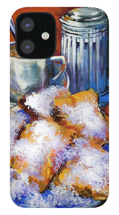 New Orleans Beignets iPhone 12 Case featuring the painting Breakfast at Cafe du Monde by Dianne Parks