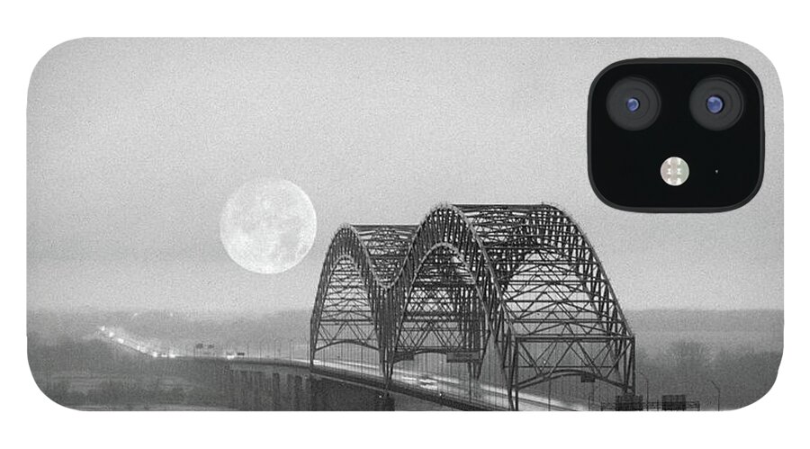 Bridge iPhone 12 Case featuring the photograph Bridge with Moon by James C Richardson