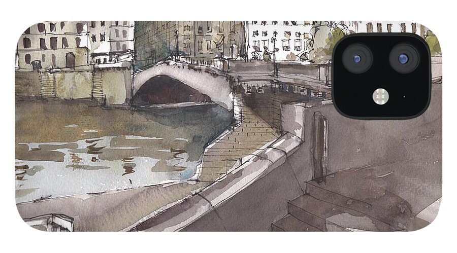 Paris iPhone 12 Case featuring the painting Bridging the Seine by Gaston McKenzie