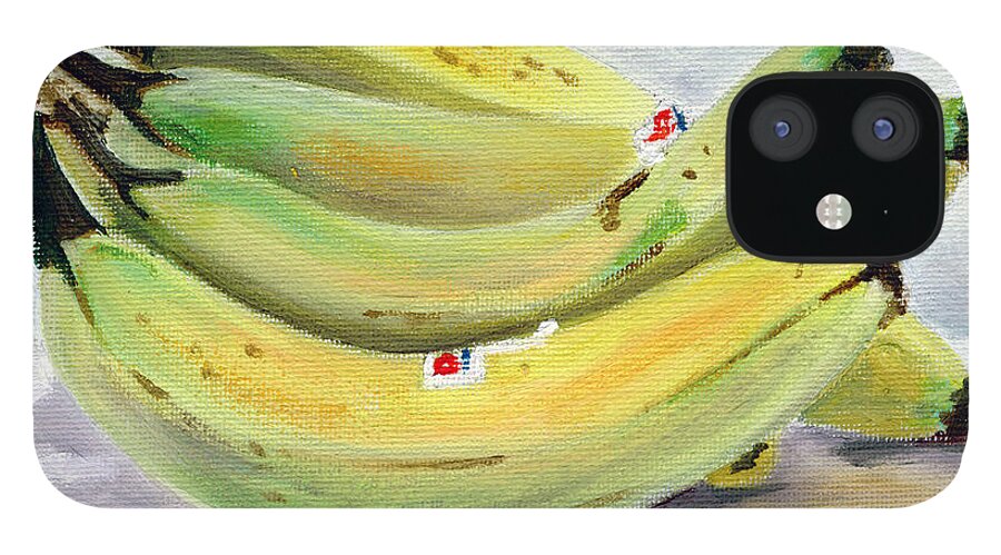 Still-life iPhone 12 Case featuring the painting Bunch of Bananas by Sarah Lynch