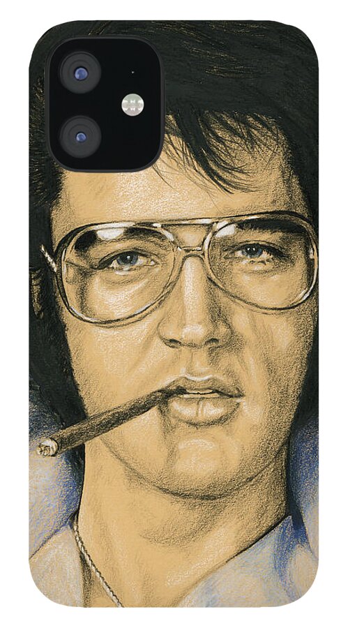 Elvis iPhone 12 Case featuring the drawing Burning Love by Rob De Vries