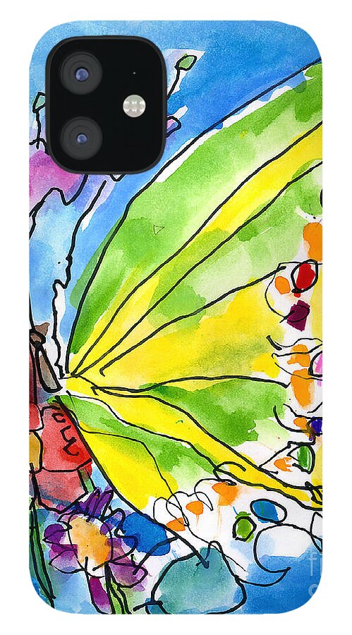 Butterfly iPhone 12 Case featuring the painting Butterfly by Jeffrey Shutt Age Six