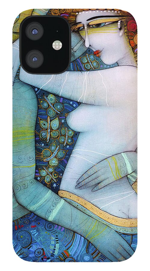 Albena iPhone 12 Case featuring the painting Butterfly Kiss by Albena Vatcheva