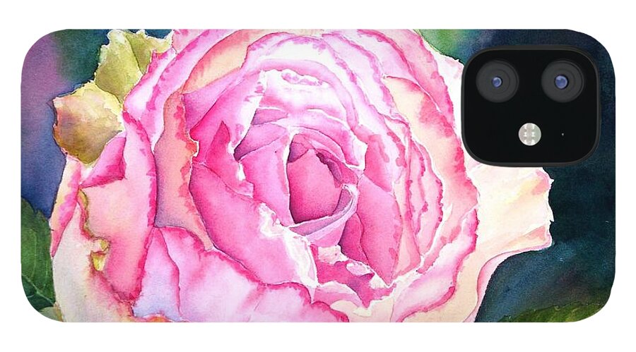 Rose iPhone 12 Case featuring the painting Cabbagetown Rose by Petra Burgmann