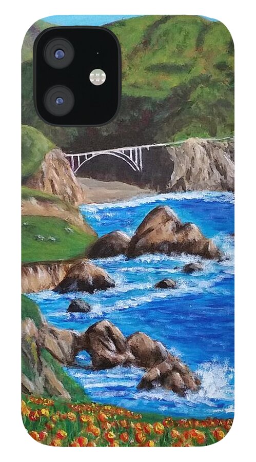 California Coastline iPhone 12 Case featuring the painting California Coastline by Amelie Simmons
