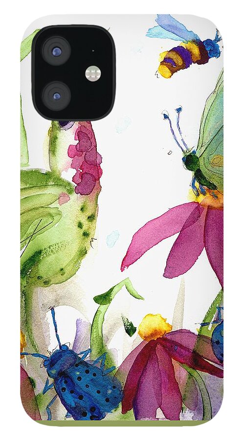 Hummingbird iPhone 12 Case featuring the painting Calliope and Coneflowers by Dawn Derman