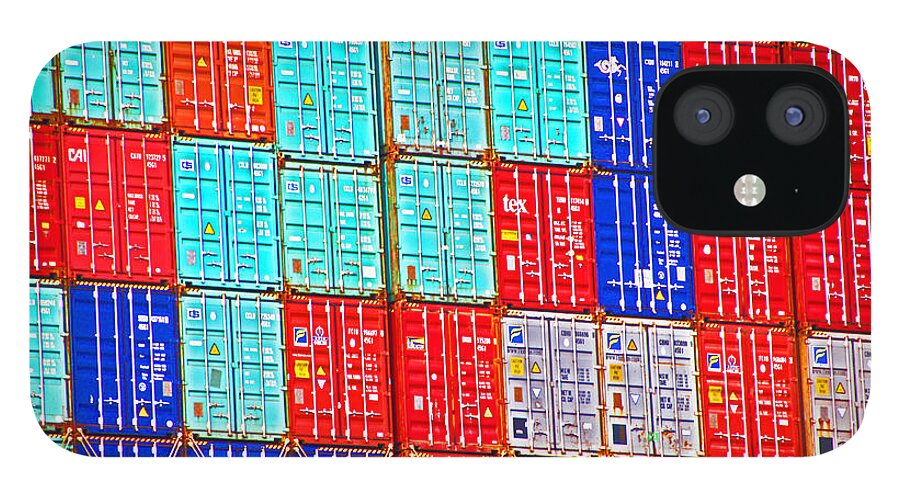 Cargo iPhone 12 Case featuring the photograph Cargo Containers Red White and Blue by David Frederick