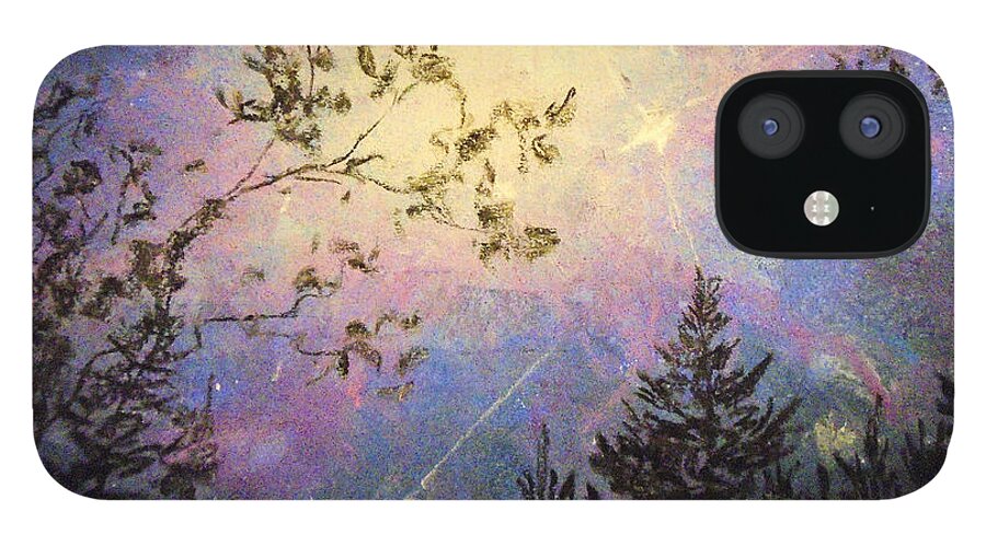 Forest Sky iPhone 12 Case featuring the painting Celestial Escape by Jen Shearer