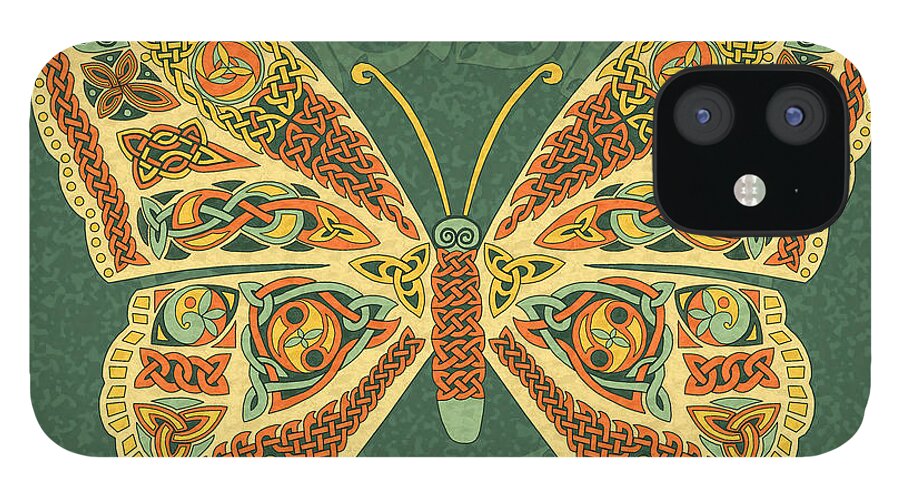 Artoffoxvox iPhone 12 Case featuring the mixed media Celtic Butterfly by Kristen Fox