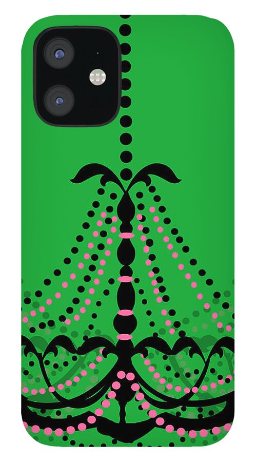 Chandelier iPhone 12 Case featuring the photograph Chandelier Delight 3- Green Background by KayeCee Spain