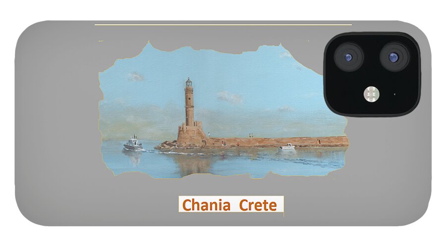 Chania iPhone 12 Case featuring the painting Chania Harbour t-shirt by David Capon