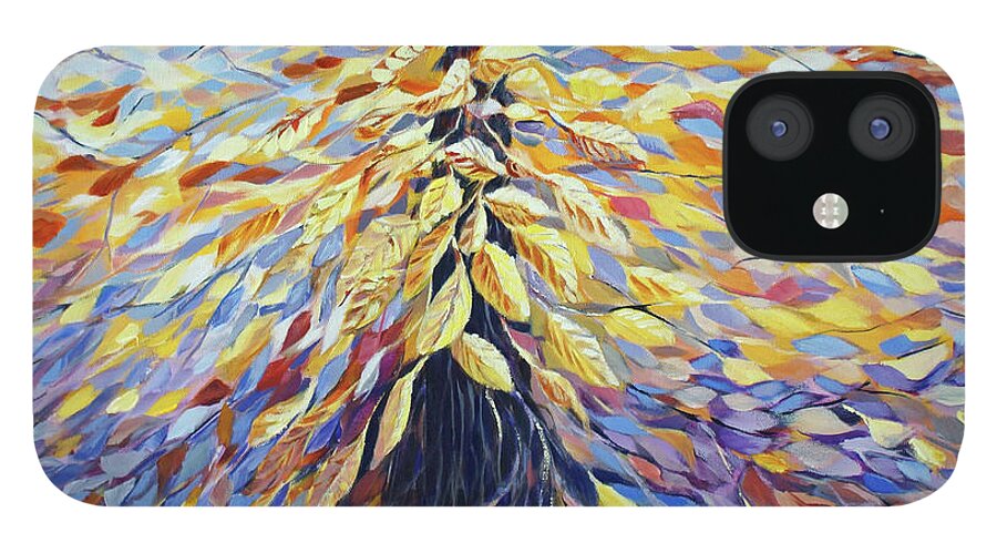 Yoga iPhone 12 Case featuring the painting Chi of the Mighty Tree by Jo Smoley