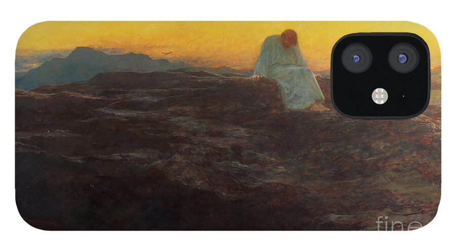 Christ In The Wilderness iPhone 12 Case featuring the painting Christ in the Wilderness by Briton Riviere