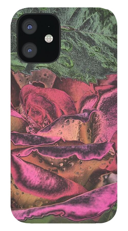 Rose iPhone 12 Case featuring the digital art Chrome Rose 64182 by Brian Gryphon