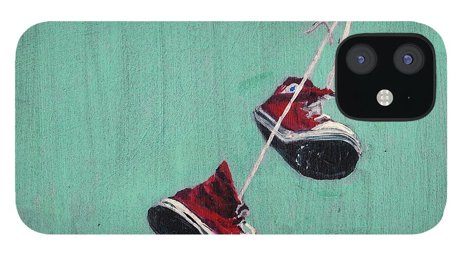 Converse iPhone 12 Case featuring the painting Chucked by Robin Wiesneth