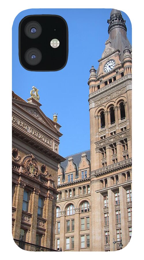 Milwaukee iPhone 12 Case featuring the photograph City Hall and Pabst Theater by Anita Burgermeister