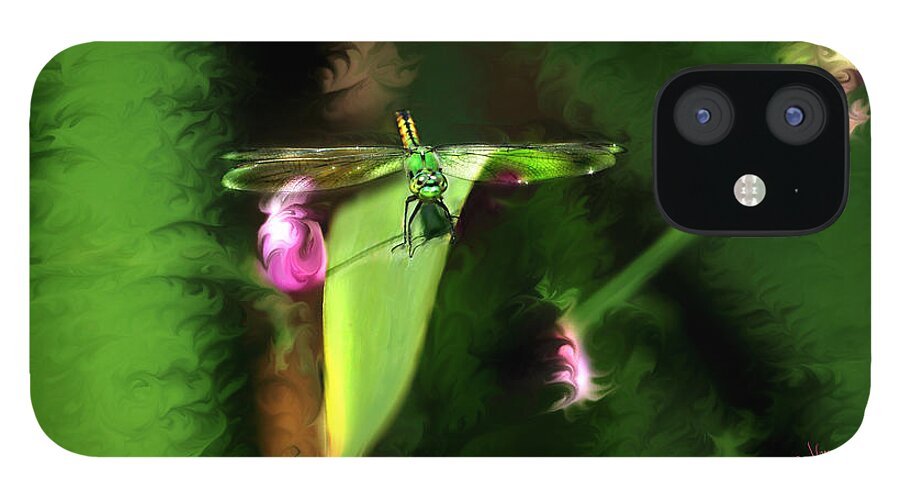 Dragonfly iPhone 12 Case featuring the digital art Cleared for Take Off by Lisa Redfern