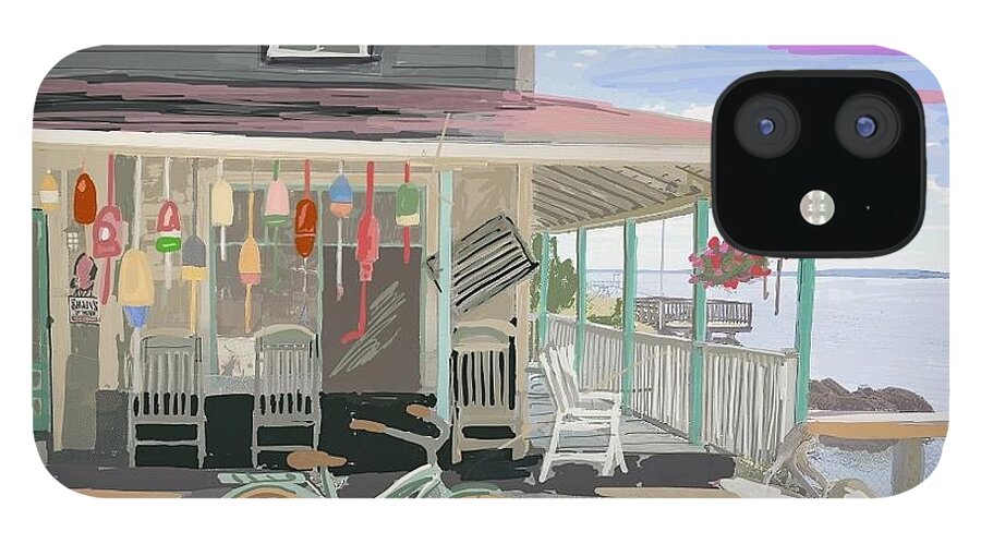 #cliffisland # Islandlifeinmaine iPhone 12 Case featuring the painting Cliff Island Store 2017 by Francois Lamothe