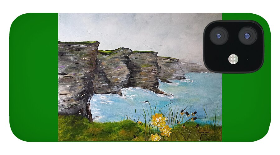 Cliffs Of Moher iPhone 12 Case featuring the painting Cliffs of Moher by Judith Rhue