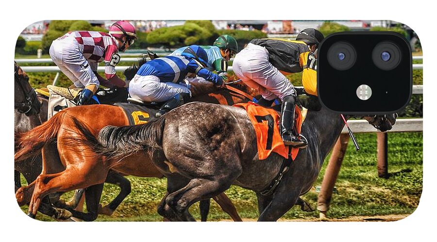 Race Horses iPhone 12 Case featuring the photograph Close Running by Jeffrey Perkins