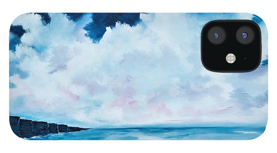 Ireland iPhone 12 Case featuring the painting Cloudy skies over the Cliffs of Moher by Conor Murphy