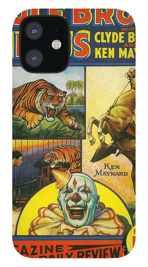 Cole Bros Circus iPhone 12 Case featuring the painting Cole Bros Circus with Clyde Beatty and Ken Maynard vintage cover Magazine and Daily review by Vintage Collectables