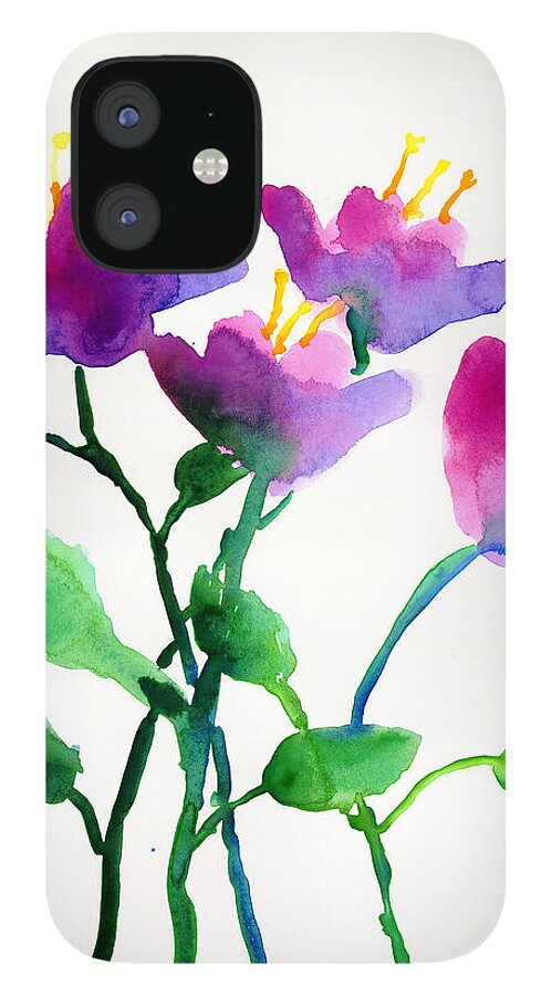 Art By Kids iPhone 12 Case featuring the painting Color Flowers by Kyle Bowen Age Eleven