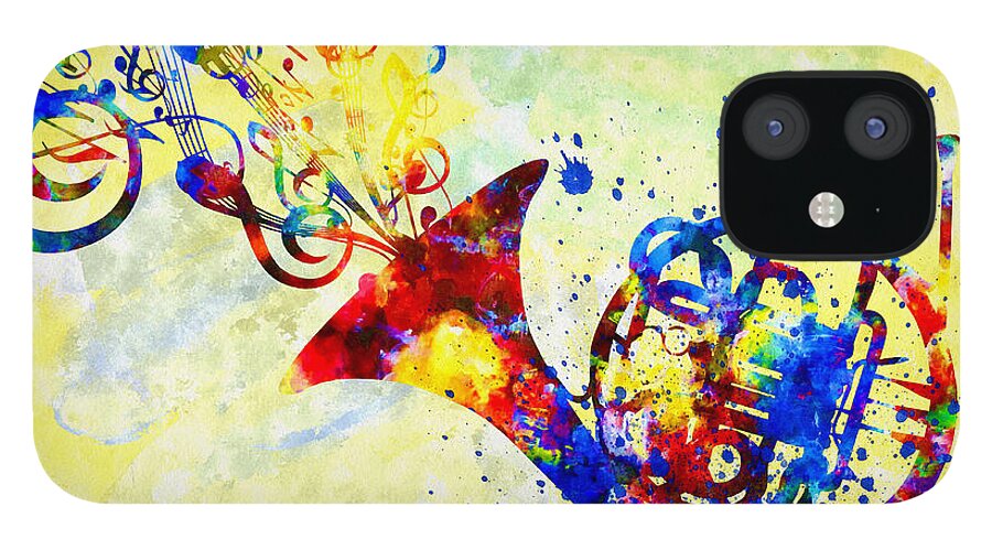 Color Fusion iPhone 12 Case featuring the mixed media Colorful French Horn by Olga Hamilton