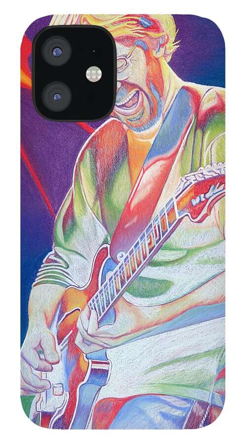 Phish iPhone 12 Case featuring the drawing Colorful Trey Anastasio by Joshua Morton