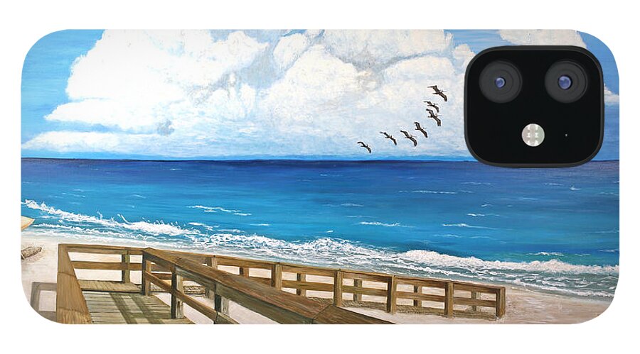 Seascape iPhone 12 Case featuring the painting Come Fly With Me by Toni Willey
