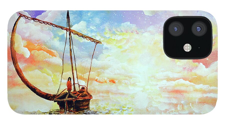 God's Boatman iPhone 12 Case featuring the painting Come Sail Away With Me by Ashleigh Dyan Bayer