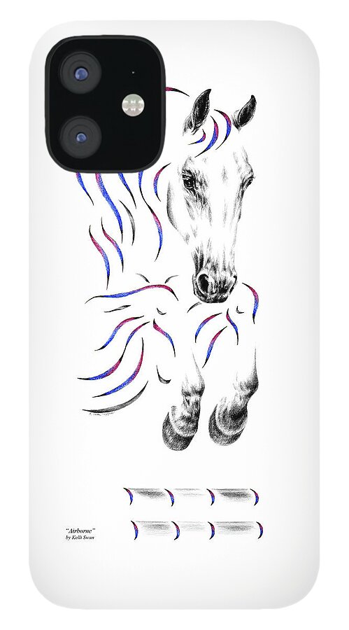 Jumper iPhone 12 Case featuring the drawing Contemporary Jumper Horse by Kelli Swan