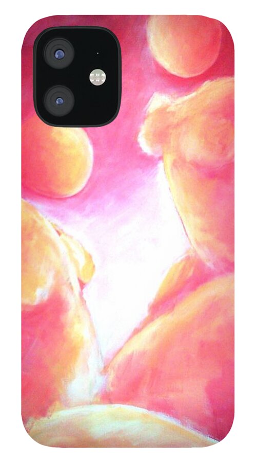 Red iPhone 12 Case featuring the painting Conversation by Jennifer Hannigan-Green