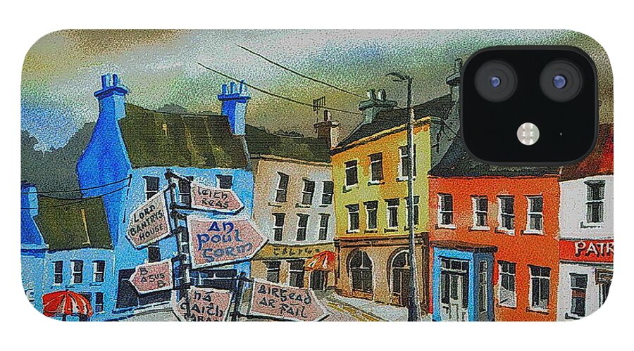 Val Byrne iPhone 12 Case featuring the painting CORK... Glengarriff signposts by Val Byrne