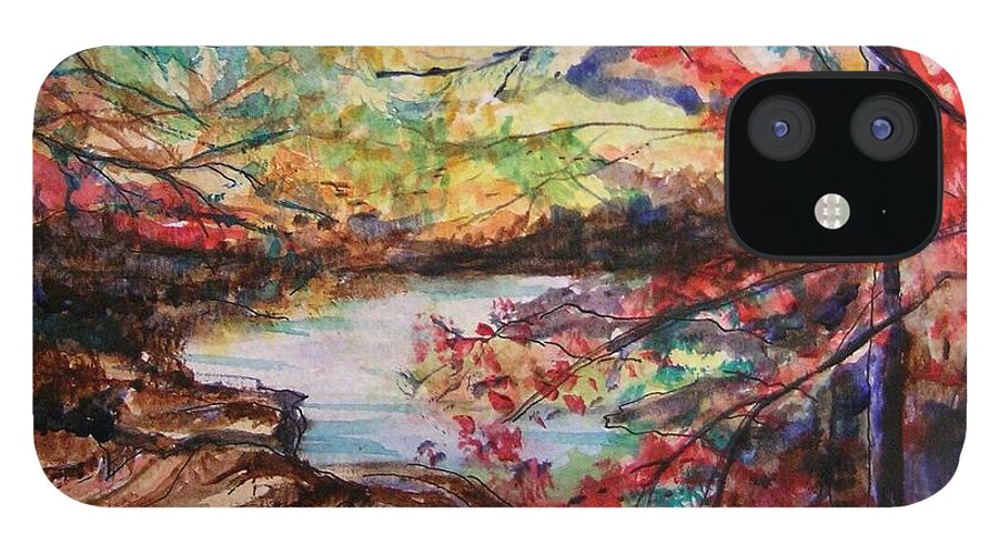Creek iPhone 12 Case featuring the painting Creek Blue Ridge Mountains by Lizzy Forrester