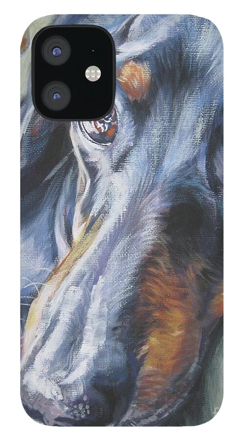 Dog iPhone 12 Case featuring the painting Dachshund black and tan by Lee Ann Shepard
