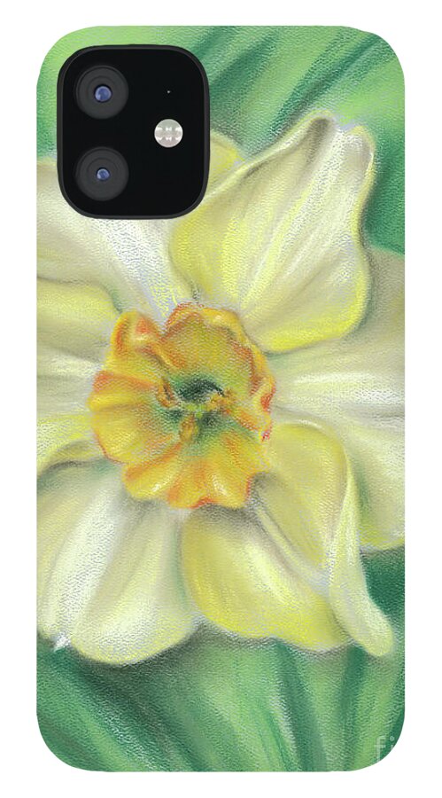 Daffodil iPhone 12 Case featuring the painting Daffodil Spring Floral by MM Anderson
