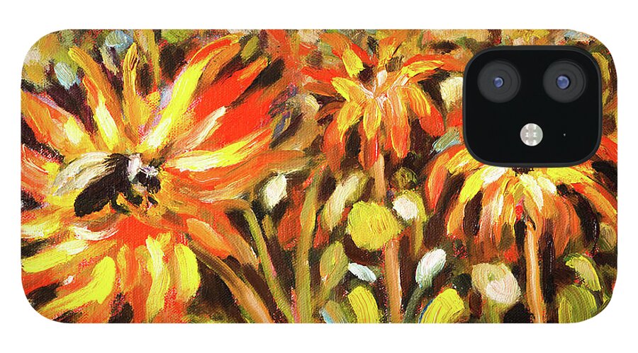 Dahlias iPhone 12 Case featuring the painting Dahlias Galore by Mike Bergen