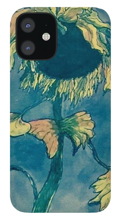 Sunflower iPhone 12 Case featuring the painting Dancing Sun Flower by Kenlynn Schroeder