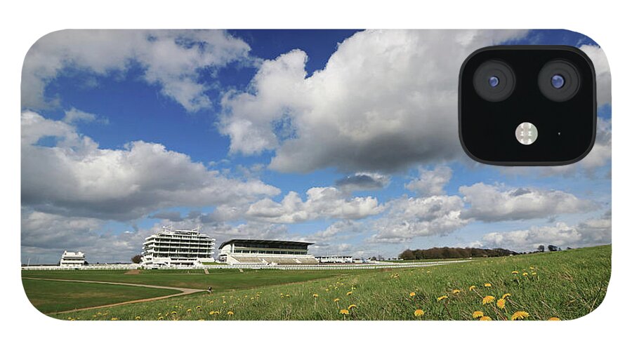 Dandelions On Epsom Downs Uk Fluffy Cumulus Clouds English Landscape Countryside iPhone 12 Case featuring the photograph Dandelions on Epsom Downs UK by Julia Gavin
