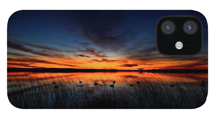 Hunt iPhone 12 Case featuring the photograph Dawn on Thunder Lake by Dale Kauzlaric