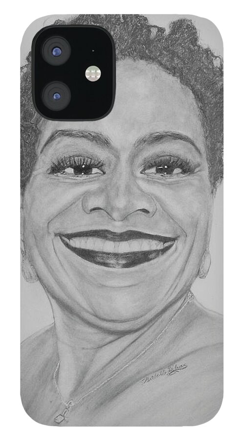 Graphite iPhone 12 Case featuring the drawing Deborah by Michelle Gilmore