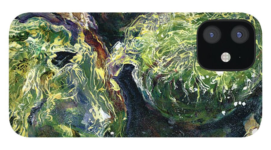 River Rocks iPhone 12 Case featuring the painting Deliquescing Diptych 2 by Madeleine Arnett