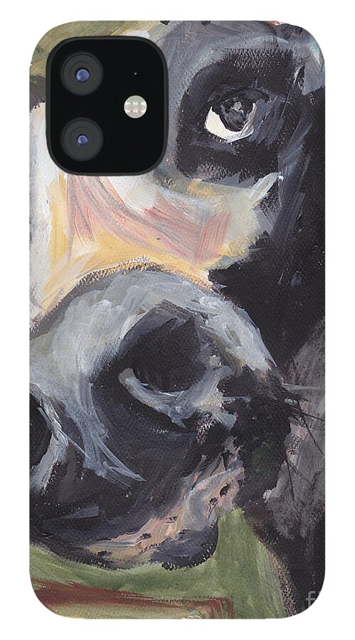 Cow iPhone 12 Case featuring the painting Deniro Cow by Robin Wiesneth