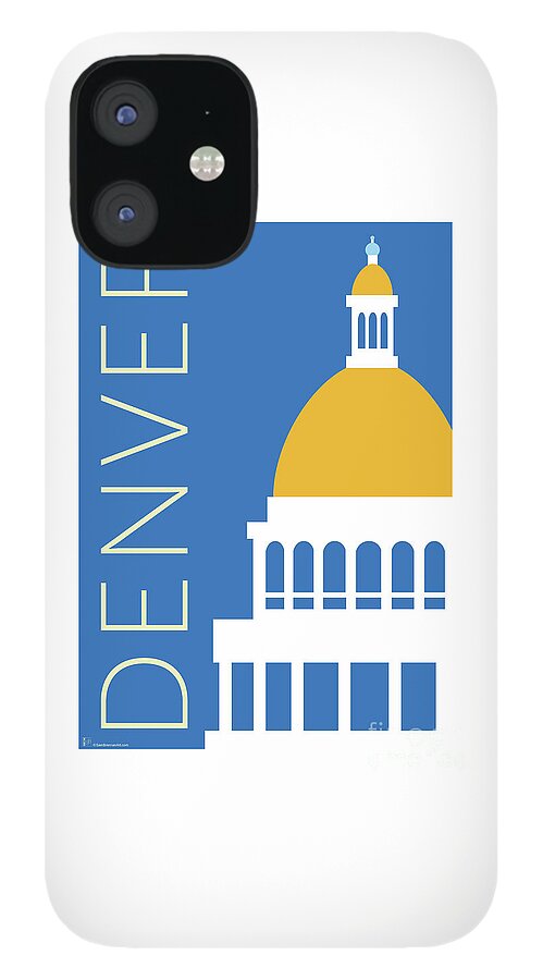 Denver iPhone 12 Case featuring the digital art DENVER Capitol/Blue by Sam Brennan